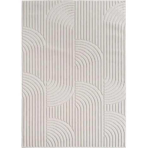 Ayyildiz Tapis Moderne - Structure 3D Cube - Motif Tressage - Salon Tapis Court - creme - 120 cm x 170 cm