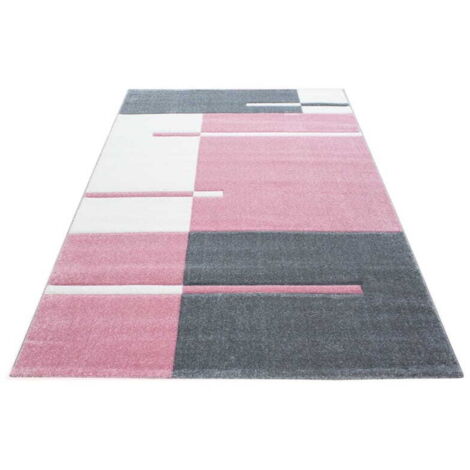 Ayyildiz Tapis Moderne - Géométrique - Abstrait Design - Tapis Flottant Salon - Rose - 150 cm x 80 cm (1/5)