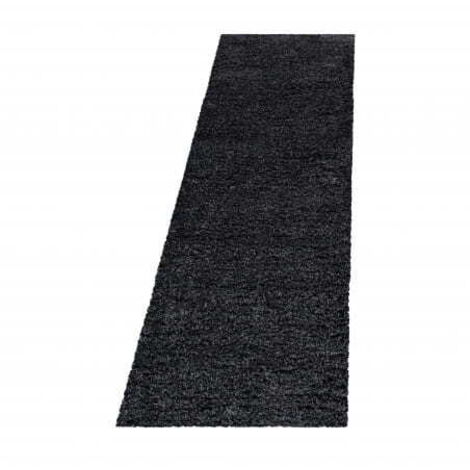 Ayyildiz  Tapis à poils longs Shaggy - Ultra doux et moelleux - Chambre à coucher - noir  - 80x250 cm (1/5)
