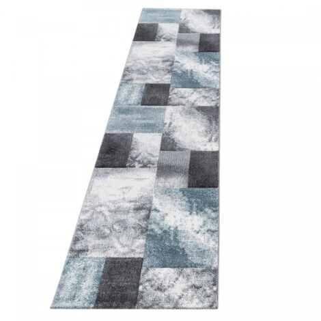 Ayyildiz Tapis Moderne - Géométrique - Abstrait Design - Tapis Flottant Salon - bleu - 300 cm x 80 cm (1/5)