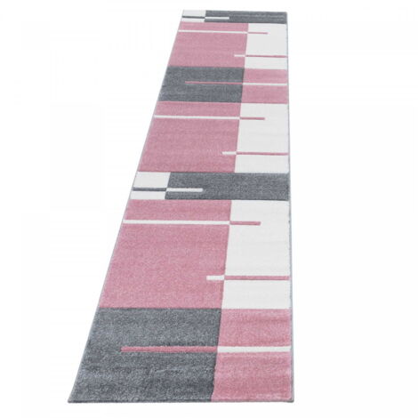Ayyildiz Tapis Moderne - Géométrique - Abstrait Design - Tapis Flottant Salon - Rose - 300 cm x 80 cm (1/5)