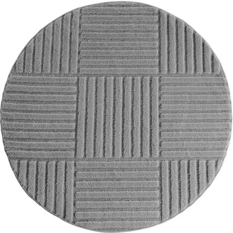 Tapis Rond Moderne 3D Art - 120 cm x 120 cm - Gris - Design Géométrique Élégant Et Confortable, Ayyildiz