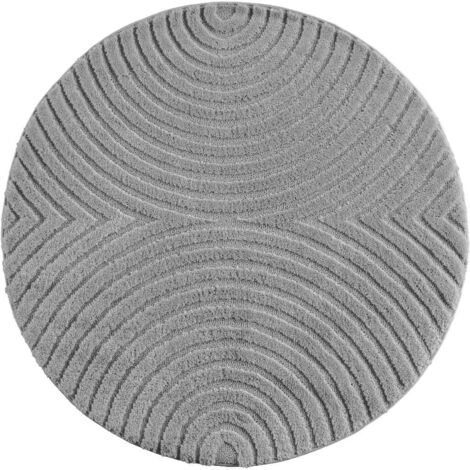 Tapis Rond Moderne 3D Art - 120 cm x 120 cm - Gris - Design Géométrique - Élégant Et Confortable - Antiallergique, Ayyildiz
