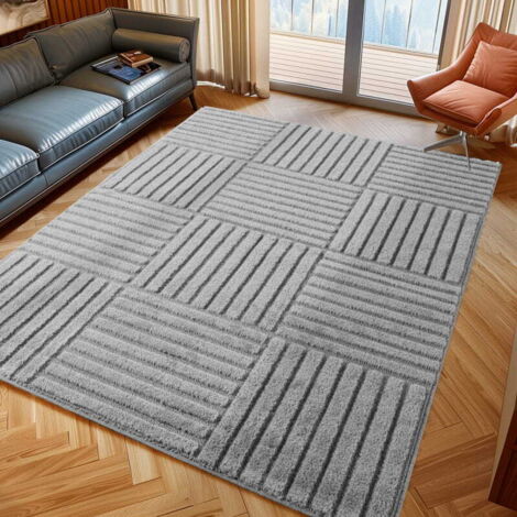 Tapis Moderne 3D Art - 120 cm x 170 cm - Gris - Design Géométrique Élégant, Ayyildiz