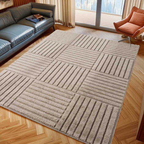 Tapis Moderne 3D Art - 140 cm x 200 cm - Beige - Élégant Et Géométrique - Hypoallergénique, Ayyildiz