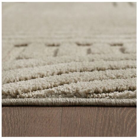 Tapis rond scandinave effet 3D graphique Eve Beige Ø120