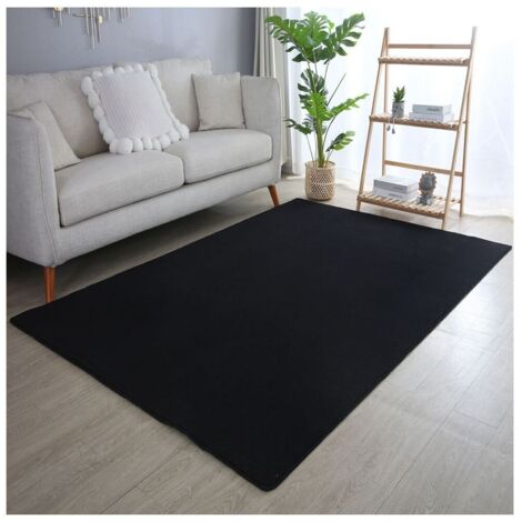 Tapis en microfibre doux uni antidérapant Lars Noir 200x290 (1/5)