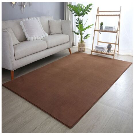 Tapis en microfibre doux uni antidérapant Lars Marron 60x110 (1/5)