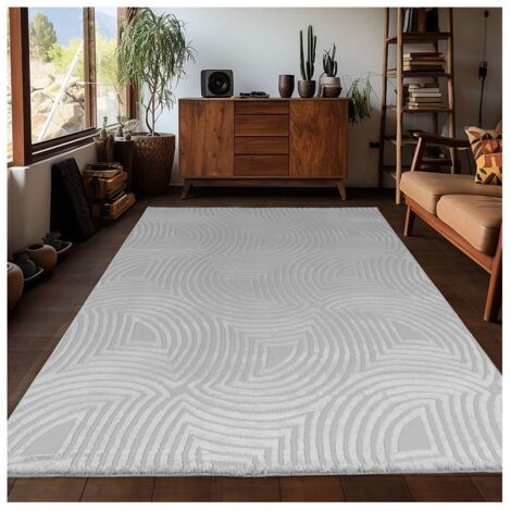 Tapis effet courbe 3D design intérieur Bincia Argenté 80x250 (1/5)