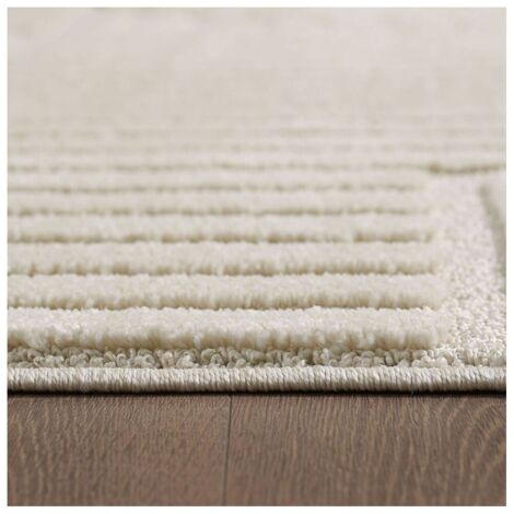 Tapis rond scandinave effet 3D graphique Eve Crème Ø120
