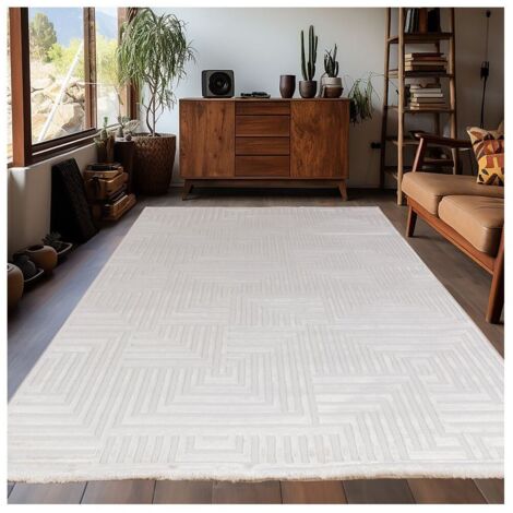 Tapis géométrique design effet 3D Lamego Crème 120x170 (1/5)