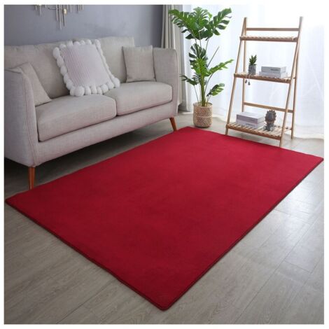 Tapis en microfibre doux uni antidérapant Lars Rouge 160x230 (1/5)