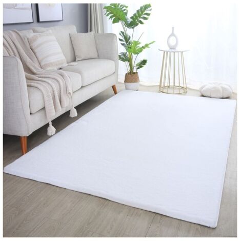 Tapis uni doux à courtes mèches Hector Blanc 80x150 (1/5)