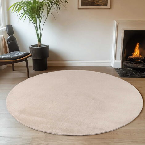 Tapis Plush Joy - 120 cm x 120 cm - Creme - Doux et Antidérapant - Élégant et Confortable (1/5)