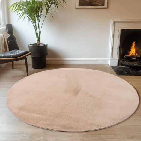 Tapis Plush Joy - 80 cm x 80 cm - Beige - Ultra Doux - Antidérapant - Design Moderne (1/5)
