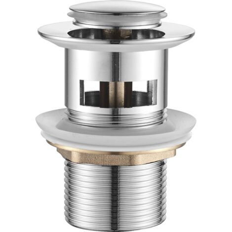 Waschbecken-Siphon mit Überlauf – Universal-Clic-Clac-Stopfen 1" 1/4 für Badezimmerwaschbecken – cromierter silberfarbener Siphon kratzfest – einfache Installation ohne Werkzeuge