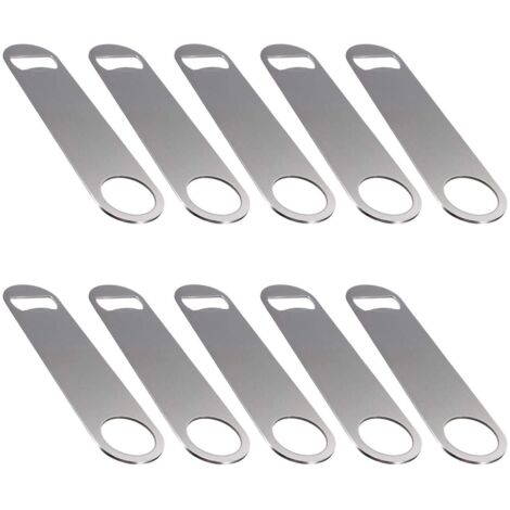 Coolty Set aus 10 flachen Edelstahl-Flaschenöffnern mit beschichtetem Griff (silber) (1/5)