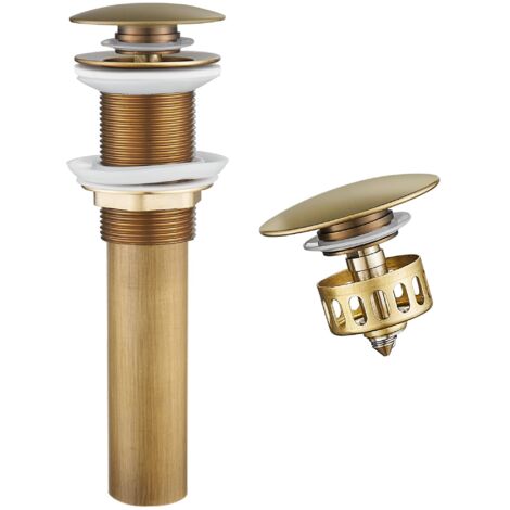 Tapón de Desagüe Universal Antiguo para Lavabo, con Cesta de Filtro y Mecanismo Pop-Up, Latón Antiobstrucción para Baño (1/4)