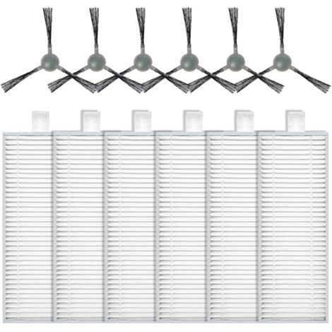 Zubehör für Lefant M210 M210P M210S M210B M213 M213S und OKP Life K2 K3 K3A K5 K6 Staubsaugerroboter Ersatzteile, 6 HEPA-Filter + 6 Seitenbürsten (1/5)