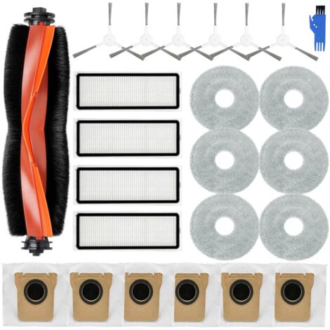 23-teiliges Zubehörset für Xiaomi X20+/X10 Plus Saugroboter: 1 Hauptbürste, 4 HEPA-Filter, 6 Mikrofasertücher, 6 Staubbeutel, 6 Seitenbürsten. (1/5)
