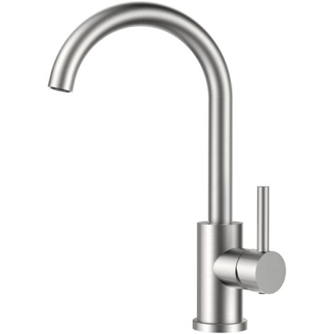 Grifo de Cocina Giratorio 360°, Acero Inoxidable, Monomando para 1 Agujero, Altura del Pico 230 mm (1/4)