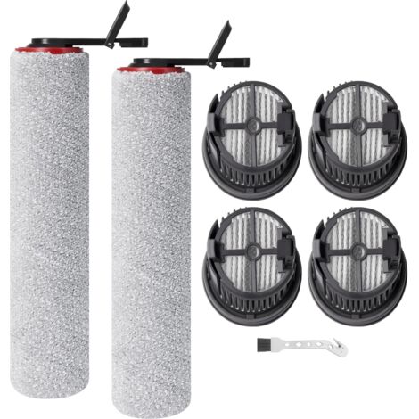 2er-Set Ersatzbürstenrollen für Mova M50 Ultra/X4 Pro/X4 Plus Nass-/Trockensauger, 2 Bürstenrollen, 4 Trockenfilter, 1 Reinigungsbürste