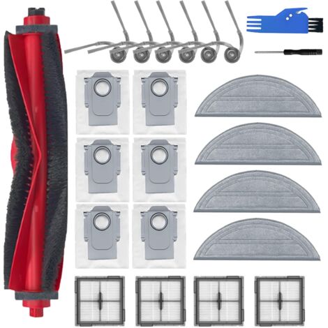 21-teiliges Zubehörset für Roborock Q10 S5+ Staubsaugerroboter, inkl. 1 Hauptbürste, 4 HEPA-Filter, 4 Reinigungstücher, 6 Staubbeutel, 6 Seitenbürsten.