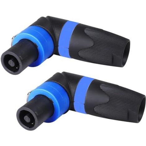 2 Piezas Conector Speakon de Ángulo Recto con Bloqueo por Giro, Adaptador de Enchufe Speak-ON NL4FRX 90 Grados 4 Polos - Compatible con Conectores Tipo NL4 o NL2 (1/4)