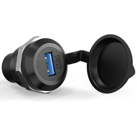 Adaptador USB 3.0 de Panel, Conector Hembra a Hembra con Protector Antipolvo (1/4)