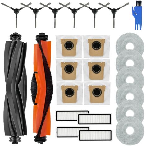 25-teiliges Zubehörset für Xiaomi X20 Max / X20 Pro Roboter: 1 Hauptbürste, 1 Gummihauptbürste, 4 Filter, 6 Tücher, 6 Pulverbeutel, 6 Seitenbürsten (1/5)