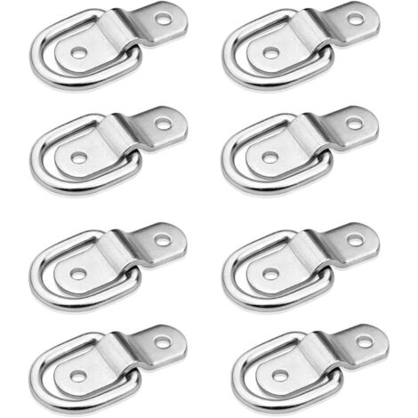 8 Piezas Anclajes de Amarre Robustos, Anillo en D Plateado para Cargas en Remolques, Camiones, Autocaravanas, Furgonetas, ATV, SUV, Barcos, etc. (1/4)