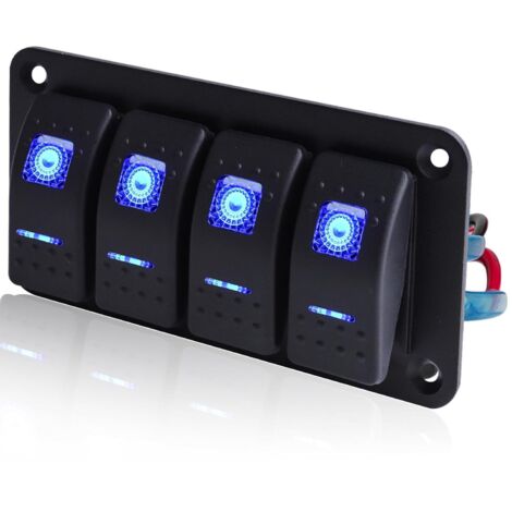 Interruptor de Palanca de 4 Posiciones Pre-cableado, Luz Azul Retroiluminada para Auto, Coche, Barco, Autocaravana (1/4)
