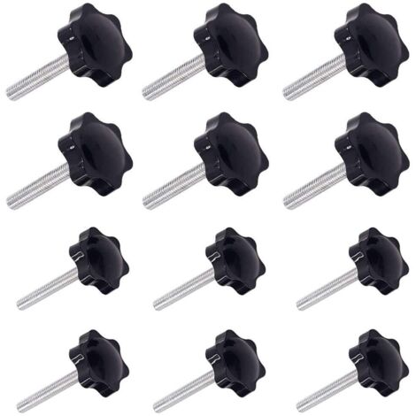 12 Piezas M6 (32) y M8 (38) × 40mm Perillas de Gripandles con Roscas Macho (1/4)