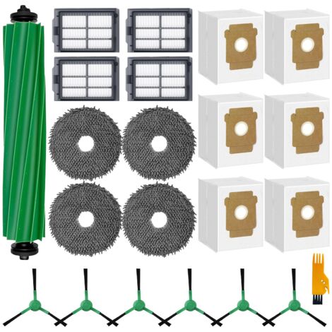 22-teiliges Zubehörset für iRobot Roomba Plus 505/405 Combo Saugroboter – 1 Hauptbürste, 4 Wischtücher, 4 Filter, 6 Staubbeutel, 6 Seitenbürsten (1/5)