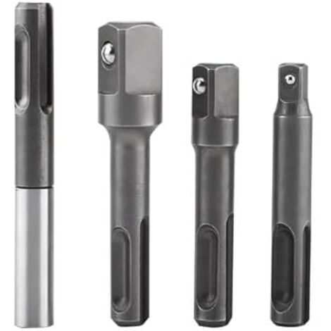 Bohrer-Bithalter-Set, 4-teilig mit SDS-Adapter, Verlängerungsstangen, 1/4" Sechskant- und 1/4" 3/8" 1/2" Vierkant-Aufnahmen (1/4)