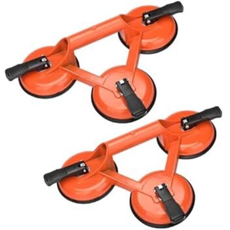 2er Set Fliesenheber - Saugnapf mit 130 kg Tragkraft, Aluminium-Hebesaugnäpfe für glatte Oberflächen wie Fliesen, Glas und Spiegel (Orange) (1/4)