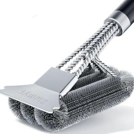 Grillbürste und Schaber – Metallgrillbürste – 46 cm Edelstahl-Grillrostreiniger – Sichere Grillzubehör und Werkzeuge für Holzkohle (1/4)