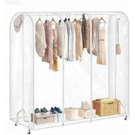 Große Schutzhülle für Kleiderständer, wasserdichte transparente Plastikabdeckung, einfaches Öffnen und Schließen (150x50x150 cm) (1/4)