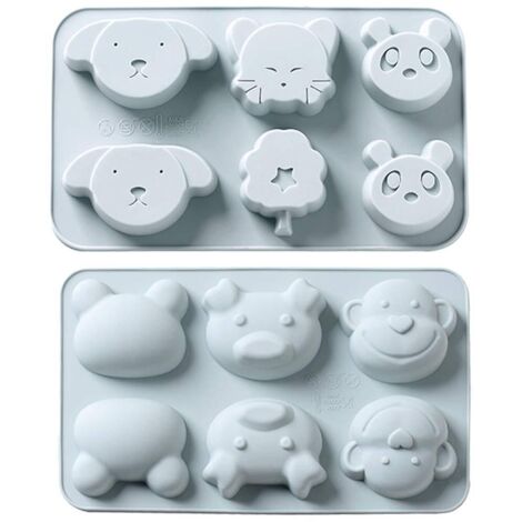 2-teilige Silikonformen, 6 Hohlformen Wald-Tierserie für Kuchen, Schokolade, Kekse, Eiswürfel, Pudding-Gelee – ideal für Kinderernährung & DIY-Handseife. (1/5)