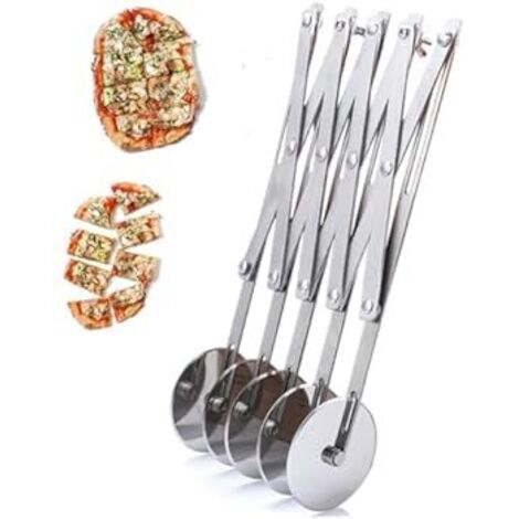 5-Rad Edelstahl-Pizzaschneider, Teigroller, Keksausstecher & Gebäckmesser für Pizza und Backwaren (1/4)