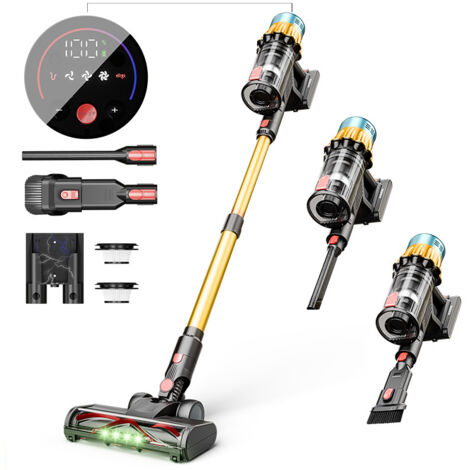 Aspirateur balai sans fil VUSZR, 650 W/40 kPa/40 min, avec écran LED, filtration cyclonique en 5 étapes, idéal pour les tapis, les sols durs et les poils d'animaux, léger et performant. (1/5)