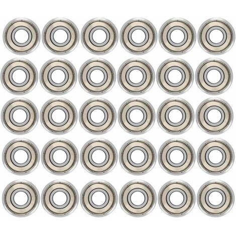 30 Stück 608zz Kugellager, Metall-Doppelschutzlager, Hochgeschwindigkeits-Kugellager, Qualitäts-Kugellager für Roller, Skateboard, Longboard, Waveboard, 8 x 22 x 7 mm (1/5)