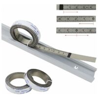 Metrische Regeln, selbstklebende Markierungsbänder, für Gehrungssäge, Maßband, Skalenlineal, von Mitte nach rechts und links, 2,5 m - 0 - 2,5 m, Silber, 1 Stück