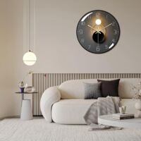 Wanduhr, Art-déco-Wanduhr, moderne Metall-Wanduhr, leise ohne Ticken, 30 cm Durchmesser, geeignet für Wohnzimmer, Schlafzimmer, Arbeitszimmer, Büro (Schwarz)