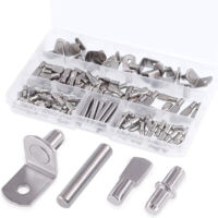 Satz mit 120 Regalbefestigungen, 4 Stile für Möbel, Regale, Regalhalter, vernickelt – Silber