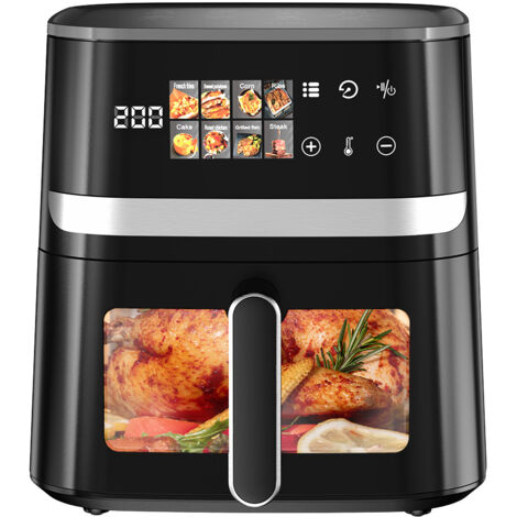 Friteuse à air sans huile, Air Fryer 7L, 8 programmes, jusqu'à 85% de matières grasses en moins, fenêtre de cuisson, écran tactile