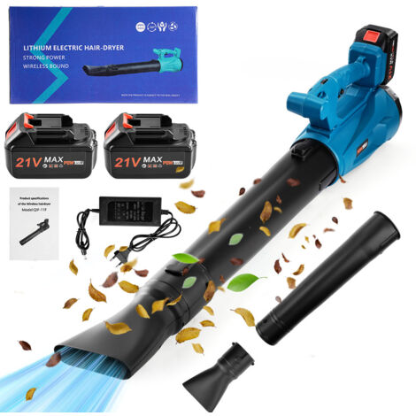 Souffleur de Feuilles sans Fil Puissant avec 2 Batteries 21V 3.0Ah 6 Vitesses Réglables 540m³/h 270°Pivotant pour Jardin