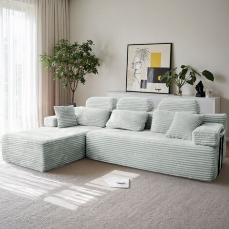 Canapé d'angle réversible avec méridienne, canapé modulairee dossier haute, canapé-lit à assise profonde sans assemblage gris (1/5)