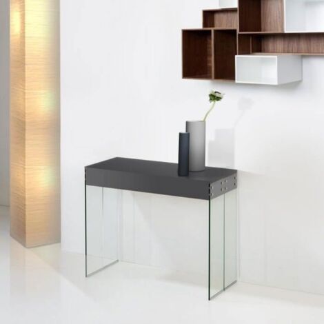 Table Console Extensible - GIOVANNI MARCHESI - New York - Gris Laqué - 4 Allonges - Design Contemporain