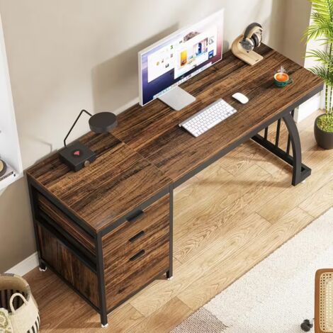 Bureau Blanc Avec 5 Tiroirs - Table PC 110x53x78,5 Cm - Espace De Rangement Optimisé Pour Bureau à Domicile Ou étude - Montage Facile